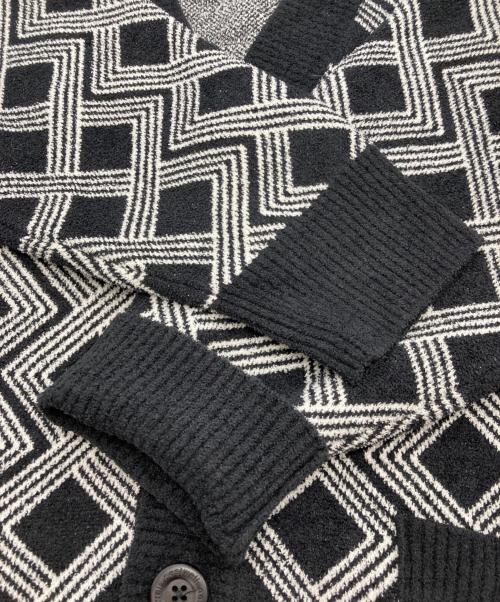 nest well（ネストウェル）nest well (ネストウェル) 417 by EDIFICE (417 バイ エディフィス) 総柄カーディガン ブラック×ホワイト サイズ:3の古着・服飾アイテム