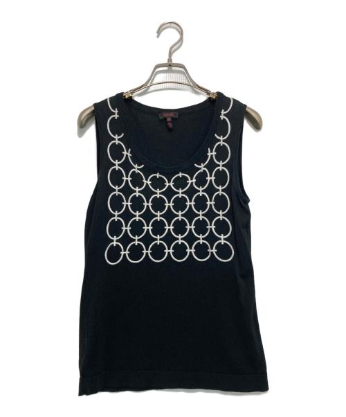 ESCADA（エスカーダ）ESCADA (エスカーダ) ジップアンサンブルカーディガン ブラック サイズ:ﾉｰｽﾘｰﾌﾞﾆｯﾄ：36/ｶｰﾃﾞｨｶﾞﾝ38の古着・服飾アイテム