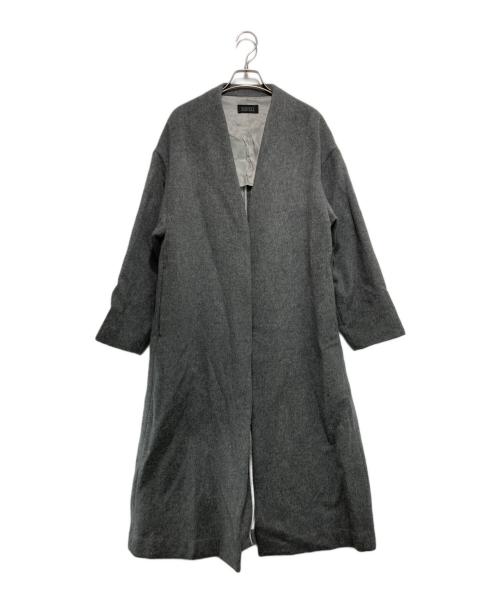 BARNEYS NEWYORK（バーニーズ・ニューヨーク）BARNEYS NEWYORK (バーニーズ・ニューヨーク) ノーカラーウールコート グレー サイズ:38の古着・服飾アイテム