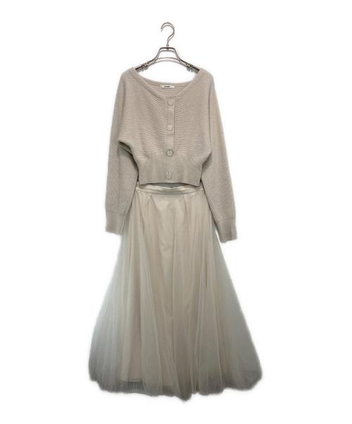 Snidel（スナイデル）Snidel (スナイデル) カーデ×チュールスカートセット ベージュ サイズ:1の古着・服飾アイテム
