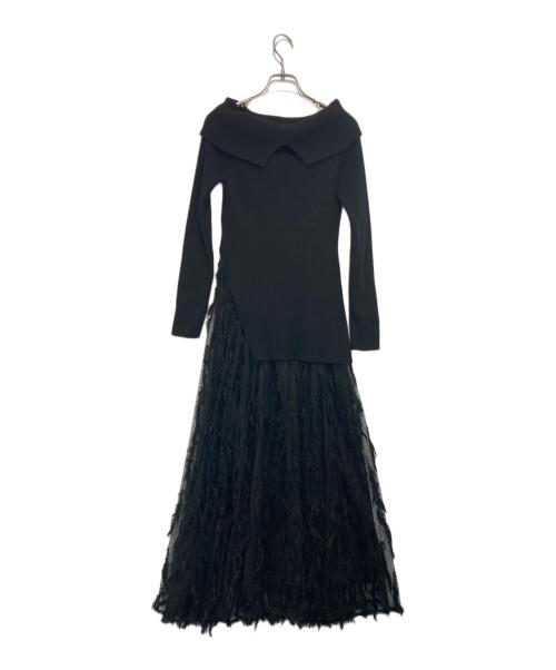 COCODEAL（ココディール）COCODEAL (ココディール) オフショルスリットニット×キャミワンピース ブラック サイズ:2の古着・服飾アイテム