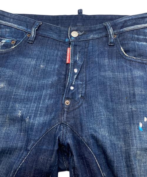 DSQUARED2（ディースクエアード）DSQUARED2 (ディースクエアード) ダメージ加工 ペイント デニムパンツ インディゴ サイズ:46の古着・服飾アイテム