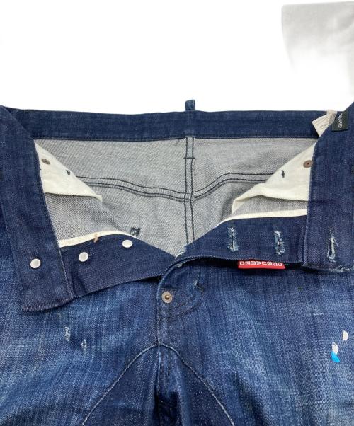 DSQUARED2（ディースクエアード）DSQUARED2 (ディースクエアード) ダメージ加工 ペイント デニムパンツ インディゴ サイズ:46の古着・服飾アイテム