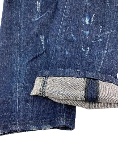 DSQUARED2（ディースクエアード）DSQUARED2 (ディースクエアード) ダメージ加工 ペイント デニムパンツ インディゴ サイズ:46の古着・服飾アイテム
