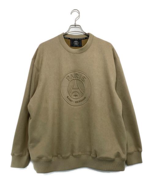 Paris Saint-Germain（パリサンジェルマン）PARIS SAINT-GERMAIN (パリサンジェルマン) フェイクスウェード クルーネックスウェット ベージュ サイズ:XLの古着・服飾アイテム