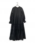 anuansアニュアンス）の古着「ティアードボリュームワンピース」｜ブラック
