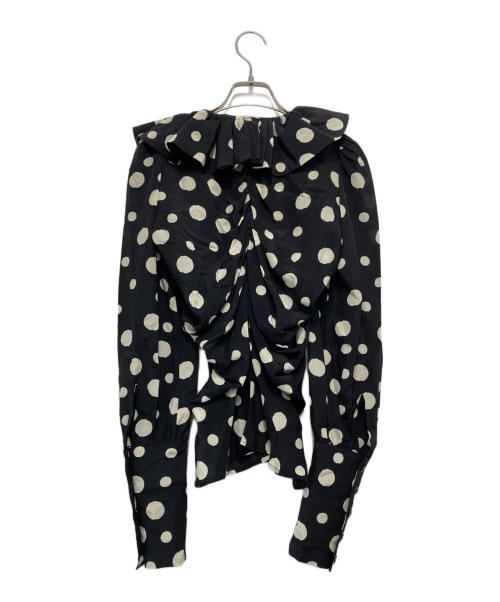 KENZO（ケンゾー）KENZO (ケンゾー) ラッフルカラーシルクブラウス ブラック サイズ:38の古着・服飾アイテム