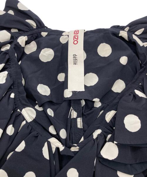 KENZO（ケンゾー）KENZO (ケンゾー) ラッフルカラーシルクブラウス ブラック サイズ:38の古着・服飾アイテム