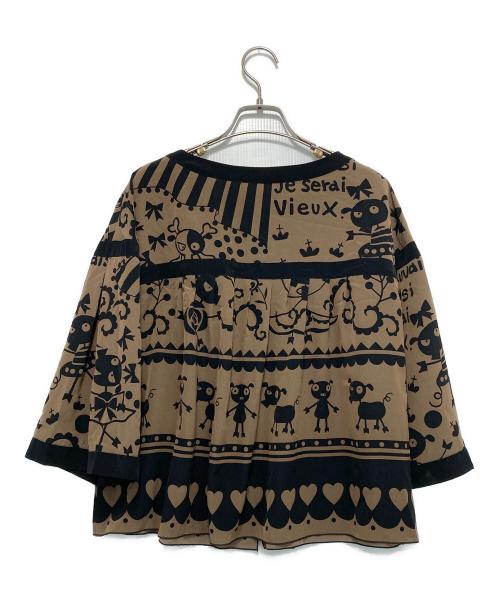 OLLEBOREBLA（アルベロベロ）OLLEBOREBLA (アルベロベロ) 総柄カーディガン ブラウン サイズ:-の古着・服飾アイテム