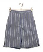 TOGA PULLAトーガ プルラ）の古着「ナイロンストライプサイドジップハーフパンツ」｜スカイブルー
