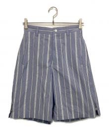 TOGA PULLA（トーガ プルラ）の古着「ナイロンストライプサイドジップハーフパンツ」｜スカイブルー