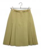 CELINEセリーヌ）の古着「タックプリーツスカート」｜イエロー