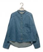 blanc basqueブランバスク）の古着「バンドカラーパールデニムシャツ」｜インディゴ