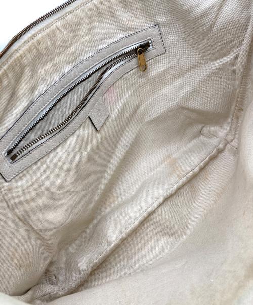 GUCCI（グッチ）GUCCI (グッチ) ロゴプリント ハーフムーン レザー ショルダーバッグ ベージュ サイズ:-の古着・服飾アイテム