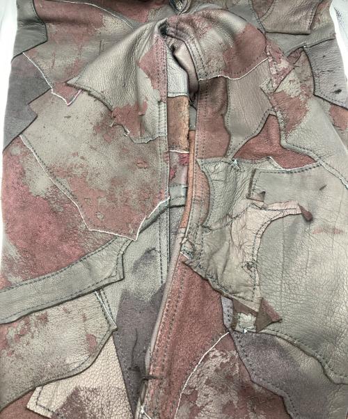 Yasuyuki Ishii（ヤスユキイシイ）Yasuyuki Ishii (ヤスユキイシイ) レザーパッチパンツ ブラック×パープル サイズ:表記なしの古着・服飾アイテム