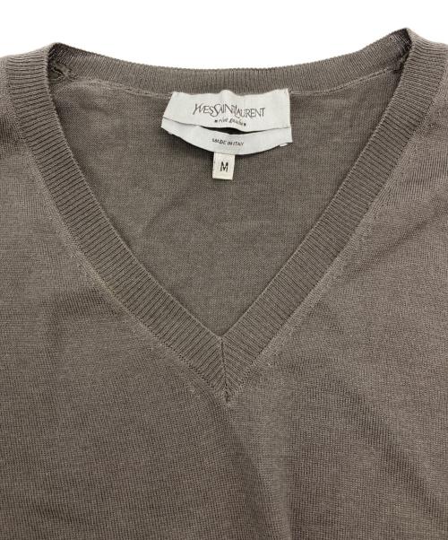 Yves Saint Laurent Rive Gauche（イヴ・サンローラン リヴ・ゴーシュ）Yves Saint Laurent Rive Gauche (イヴ・サンローラン リヴ・ゴーシュ) Vネックニット ブラウン サイズ:Mの古着・服飾アイテム