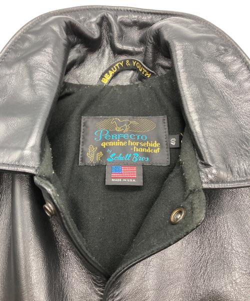 SCHOTT BROS.（ショット）SCHOTT BROS. (ショットブロス) BEAUTY&YOUTH (ビューティーアンドユース) 別注A-2 ホースハイドジャケット ブラック サイズ:40の古着・服飾アイテム