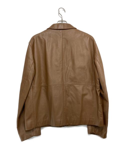 BOSS HUGO BOSS（ボス ヒューゴボス）BOSS HUGO BOSS (ボス ヒューゴボス) ラムレザージップブルゾン ブラウン サイズ:52の古着・服飾アイテム