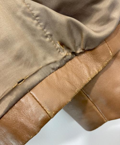 BOSS HUGO BOSS（ボス ヒューゴボス）BOSS HUGO BOSS (ボス ヒューゴボス) ラムレザージップブルゾン ブラウン サイズ:52の古着・服飾アイテム