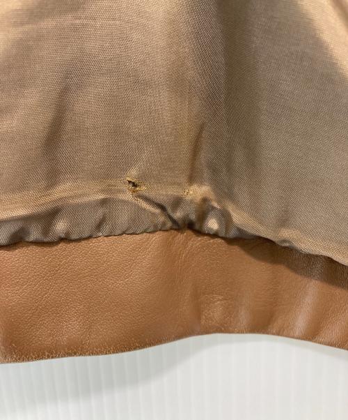 BOSS HUGO BOSS（ボス ヒューゴボス）BOSS HUGO BOSS (ボス ヒューゴボス) ラムレザージップブルゾン ブラウン サイズ:52の古着・服飾アイテム