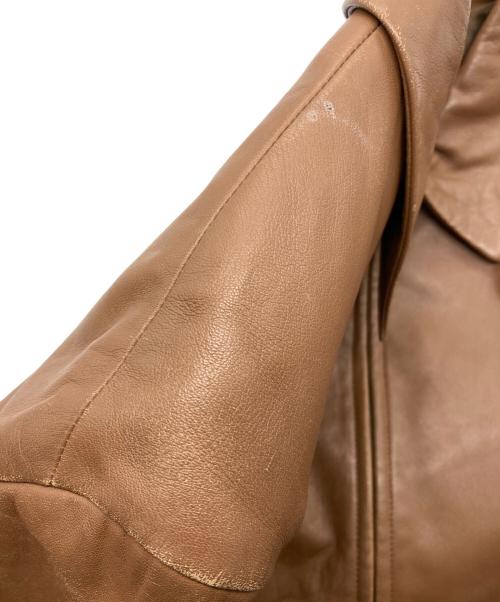 BOSS HUGO BOSS（ボス ヒューゴボス）BOSS HUGO BOSS (ボス ヒューゴボス) ラムレザージップブルゾン ブラウン サイズ:52の古着・服飾アイテム