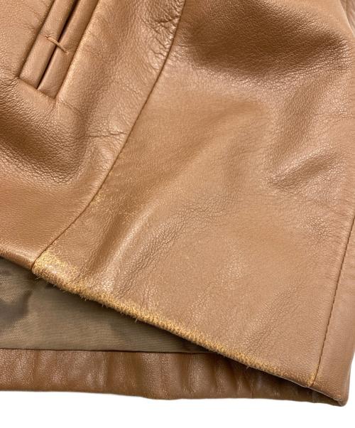 BOSS HUGO BOSS（ボス ヒューゴボス）BOSS HUGO BOSS (ボス ヒューゴボス) ラムレザージップブルゾン ブラウン サイズ:52の古着・服飾アイテム