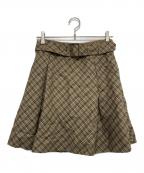 BURBERRY BLUE LABELバーバリーロンドンブルーレーベル）の古着「ベルテッドチェックスカート」｜ベージュ