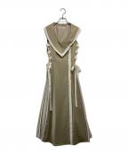 Snidelスナイデル）の古着「サイドプリーツツイードワンピース」｜ベージュ