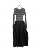 AEWEN MATOPHイウエン マトフ）の古着「ニット コンビ ロングスリーブワンピース」｜ブラック×グレー