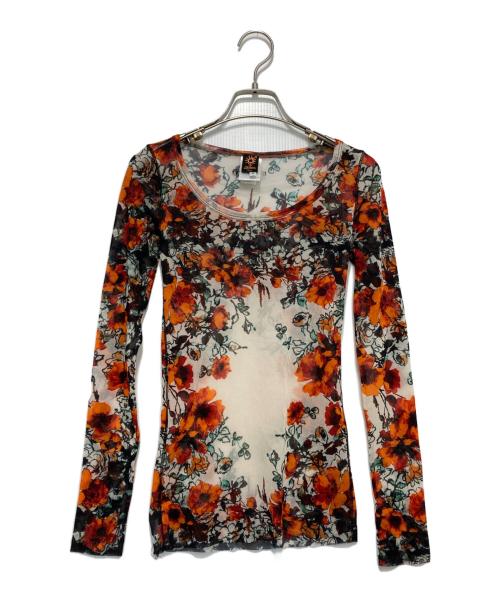 Jean Paul GAULTIER（ジャンポールゴルチェ）Jean Paul GAULTIER (ジャンポールゴルチェ) 総柄パワーネット オレンジ×ベージュ サイズ:Sの古着・服飾アイテム