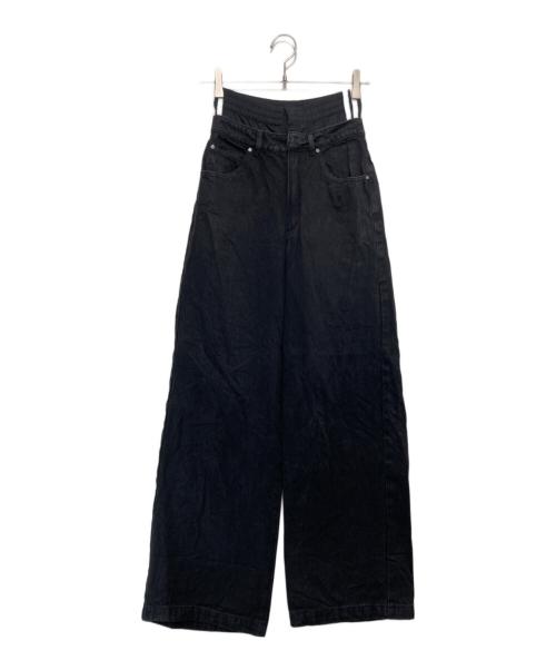 adidas（アディダス）adidas (アディダス) KSENIA SCHNAIDER (クセニア シュナイダー) ボクサーショートジーンズ　ミディアムブラックデニム ブラック サイズ:24の古着・服飾アイテム