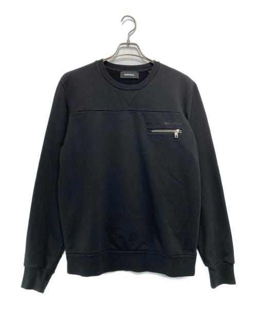 DIESEL（ディーゼル）DIESEL (ディーゼル) S-CORINNE ファスナーポケット付き トレーナー ブラック サイズ:Lの古着・服飾アイテム