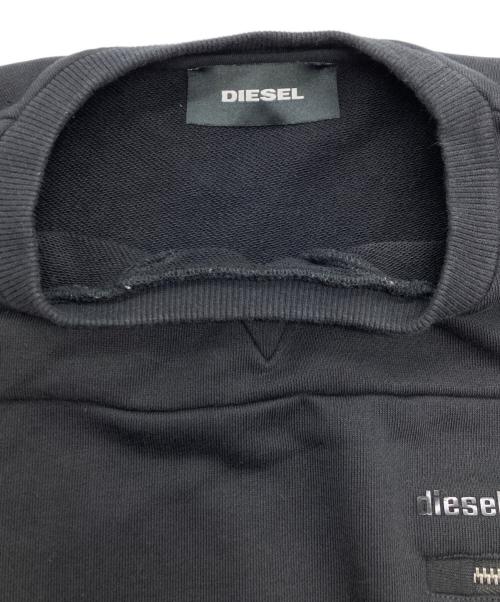 DIESEL（ディーゼル）DIESEL (ディーゼル) S-CORINNE ファスナーポケット付き トレーナー ブラック サイズ:Lの古着・服飾アイテム