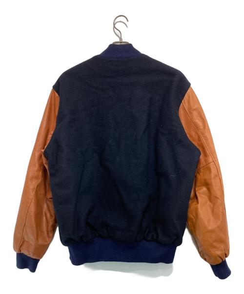 Holloway（ホロウェイ）Holloway (ホロウェイ) 90'Sレザー切替スタジャン ネイビー×ブラウン サイズ:Lの古着・服飾アイテム