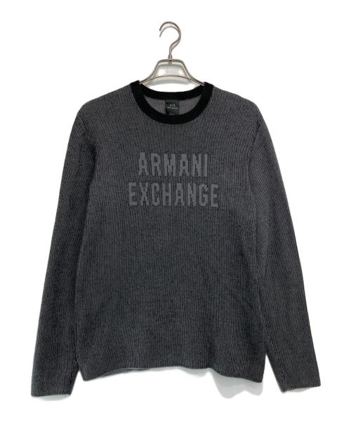 ARMANI EXCHANGE（アルマーニ エクスチェンジ）ARMANI EXCHANGE (アルマーニ エクスチェンジ) ロゴニット ブラック×グレー サイズ:ｌの古着・服飾アイテム