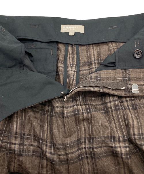 MARGARET HOWELL（マーガレットハウエル）MARGARET HOWELL (マーガレットハウエル) TONAL CHECK WOOL SLACKS ブラウン サイズ:3の古着・服飾アイテム