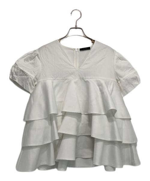 YOKO CHAN（ヨーコチャン）YOKO CHAN (ヨーコチャン) パフスリーブラッフルレイヤーブラウス ホワイト サイズ:Fの古着・服飾アイテム