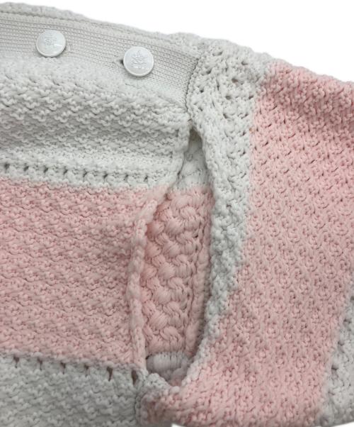 SEVEN TEN by MIHO KAWAHITO（セブン テン バイ ミホ カワヒト）SEVEN TEN by MIHO KAWAHITO (セブン テン バイ ミホ カワヒト) ボーダープラケットニット ピンク×ホワイト サイズ:Sの古着・服飾アイテム