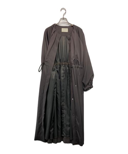 PUBLIC TOKYO（パブリックトウキョウ）PUBLIC TOKYO (パブリックトウキョウ) ギャザーノーカラーコート グレー サイズ:FREEの古着・服飾アイテム