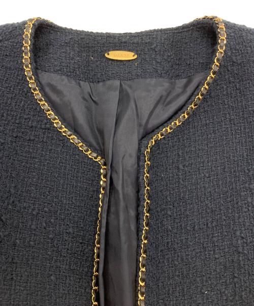 MUSE de Deuxieme Classe（ミューズ ドゥーズィエム クラス）MUSE de Deuxieme Classe (ミューズ ドゥーズィエム クラス) chainツイードノーカラージャケット ネイビー サイズ:Fの古着・服飾アイテム