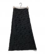 ATTISESSIONアティセッション）の古着「フラワーモチーフ ロングスカート」｜ブラック