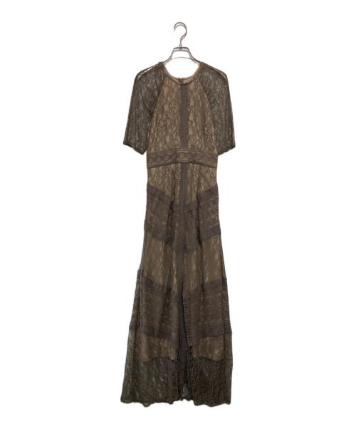 LAGUNA MOON（ラグナムーン）LAGUNA MOON (ラグナムーン) LADYショルダーギャザーレースマキシワンピース ブラウン サイズ:Sの古着・服飾アイテム