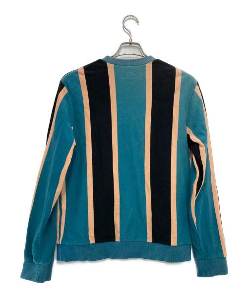 SUPREME（シュプリーム）Supreme (シュプリーム) VERTICAL STRIPED PIQUE Crewneck ブルー×ブラック サイズ:Sの古着・服飾アイテム