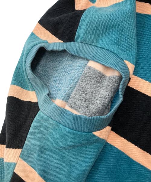 SUPREME（シュプリーム）Supreme (シュプリーム) VERTICAL STRIPED PIQUE Crewneck ブルー×ブラック サイズ:Sの古着・服飾アイテム