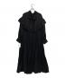 ETRE TOKYO (エトレトウキョウ) ロールカラーフリルワンピース ブラック サイズ:F 未使用品：8000円