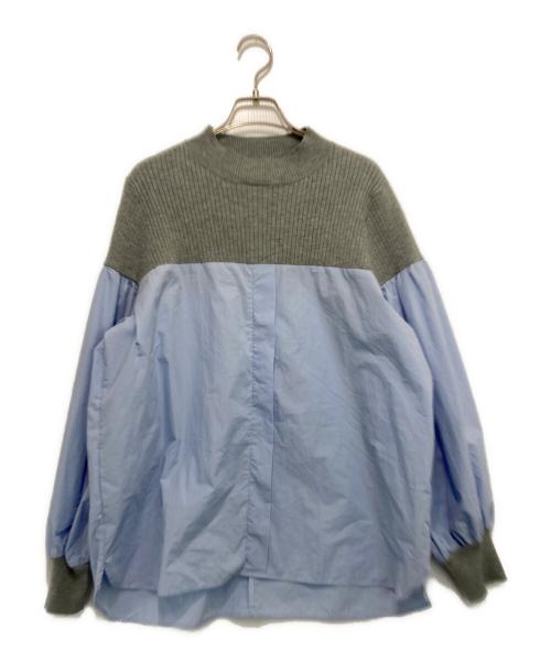 BEARDSLEY（ビアズリー）BEARDSLEY (ビアズリー) リブニットコンビシャツ スカイブルー サイズ:Fの古着・服飾アイテム