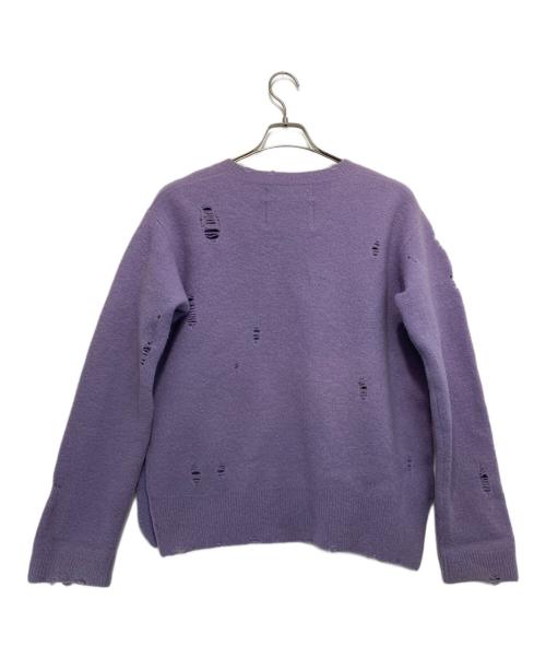 DAIRIKU（ダイリク）DAIRIKU (ダイリク) ”Rotten”Fulling Damage Knit Pullover/Vネックニット パープル サイズ:Mの古着・服飾アイテム