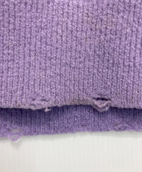 DAIRIKU（ダイリク）DAIRIKU (ダイリク) ”Rotten”Fulling Damage Knit Pullover/Vネックニット パープル サイズ:Mの古着・服飾アイテム