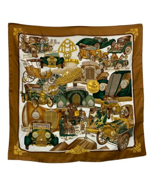 HERMES（エルメス）HERMES (エルメス) カレ90「automobile（オートモービル）」 ブラウンの古着・服飾アイテム