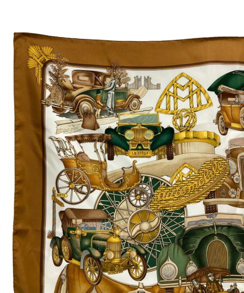 HERMES（エルメス）HERMES (エルメス) カレ90「automobile（オートモービル）」 ブラウンの古着・服飾アイテム
